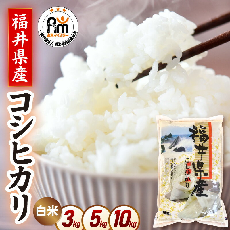 【ふるさと納税】令和7年産 新米 米 精米 コシヒカリ 福井県産《14日以内に出荷予定》【選べる内容量：3kg/5kg/10kg】【白米 3kg 5kg 10kg こしひかり 少量 お米 人気品種 産地直送 新生活 kome】
