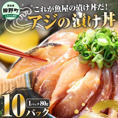 ふるさと納税 田野町 【四国一小さなまち】これが魚屋の漬け丼だ!〜アジ〜 80g×10P