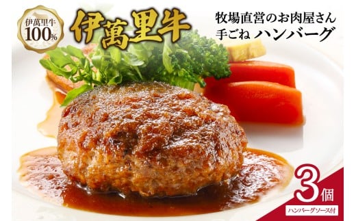 伊萬里牛100% 手作り 勝ハンバーグ 3個 007-J1831【伊万里牛 国産 黒毛和牛 牛肉100% 冷凍 個包装 ソース付き 焼くだけ】