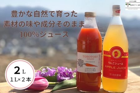 信州産　果汁100％りんごジュース＆「食べる」まるごと人参ジュースセット　計２本［SU-103］