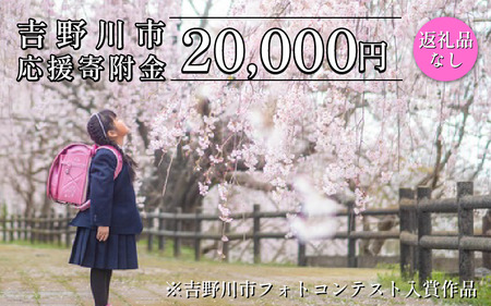 【 返礼品なし 20,000円  】 徳島県 吉野川市 への 寄附 応援寄附金