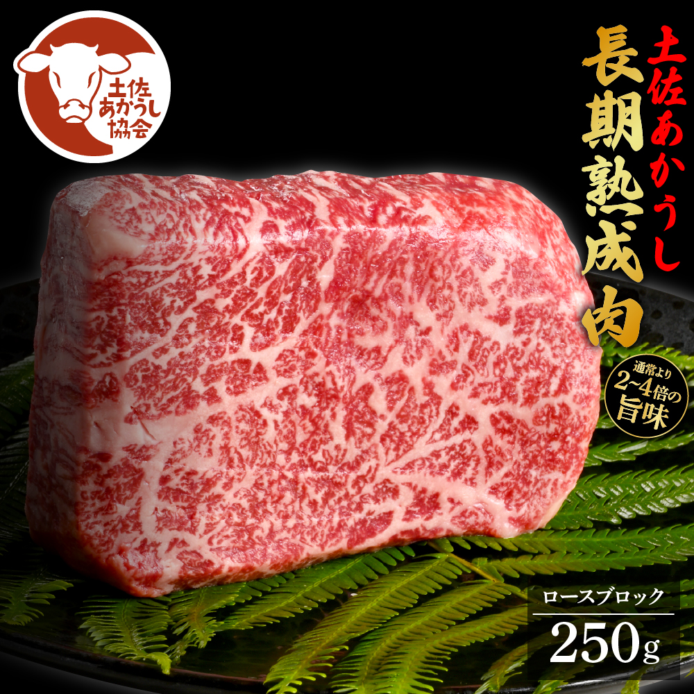 土佐あか牛協会が認定する「土佐熟成あかうし」特選ロースブロック 250g エイジングビーフ 国産 あか牛 赤牛 牛肉 和牛 冷凍配送 真空パック お祝い 高知 芸西村 贈り物 贈答 ギフト