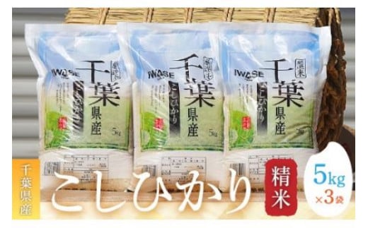 【新米】令和6年産 千葉県産コシヒカリ(精米)15kg[5kg×3袋] お米 15kg 千葉県産 大網白里市 コシヒカリ 米 精米 こめ 送料無料