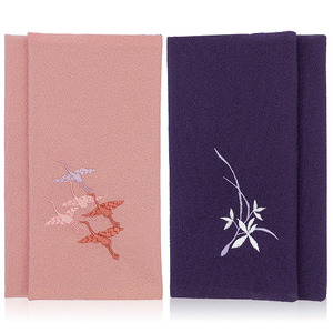 A315(多鶴 桔梗(ピンク 紫)左開き)　慶弔リバーシブル刺繍ふくさ マグネット付 多鶴 桔梗(ピンク 紫)左開き【大一創芸 FUKUSA FACTORY 袱紗 慶弔 男性 女性 結婚式 葬儀 お葬式 金封 ちりめん 縮緬 日本製 大阪 八尾市】