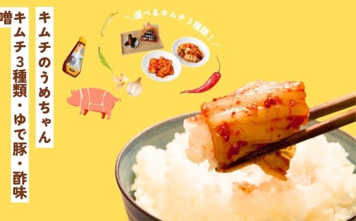 キムチ５種類・ゆで豚・酢味噌 キムチのうめちゃん キムチ 手作り 本場の味 コクうま 白菜 ニンニク ごはんのお供 ピリ辛 お米 ごはん ビール 酒 おつまみ 漬物 野菜 BBQ 焼肉 惣菜 キムチチャーハン キムチ鍋 発酵食品 韓国 奈良県 奈良市 なら 16-006