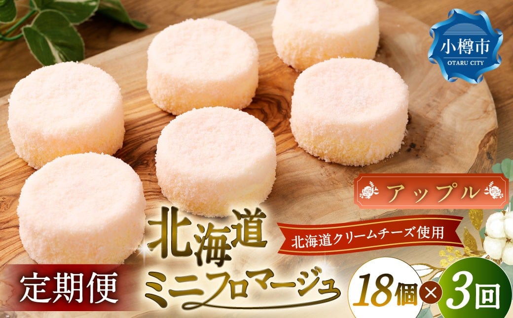 
            【3回定期便】 北海道ミニフロマージュ （アップル） 約900g×3回 合計約2.7kg ミニフロマージュ フロマージュ チーズケーキ ケーキ スイーツ 洋菓子 冷凍 北海道 小樽市
          