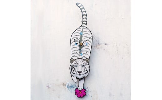 HTM1白虎ホワイトタイガーの振り子時計  ネズミ