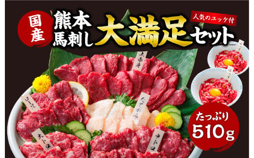 
            【ふるさと納税】国産 熊本 馬刺し 「大満足セット + 人気の馬肉ユッケ 100g付き」約12人前 上赤身 中トロ 大トロ ロース たてがみ ユッケ
          