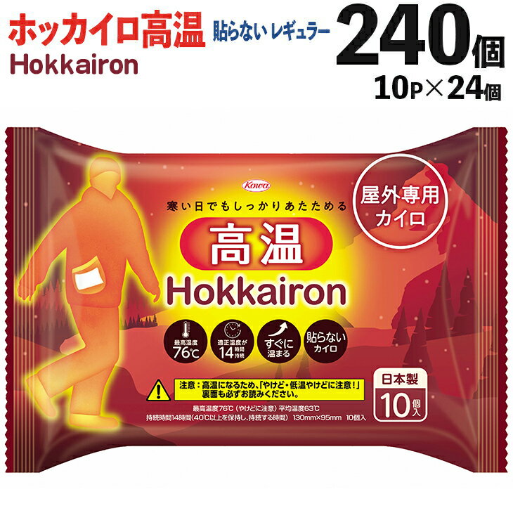 【ふるさと納税】ホッカイロ Hokkairon 高温 貼らないレギュラー 10P×24個（計240個）| カイロ 240枚 高温 レギュラーサイズ 貼らない 使い捨て 防寒 寒さ対策 冷え対策 スポーツ観戦 防災 通勤 通学 腰 ご家庭用 ギフト 贈答 贈り物 プレゼント ※離島への配送不可 _DJ07