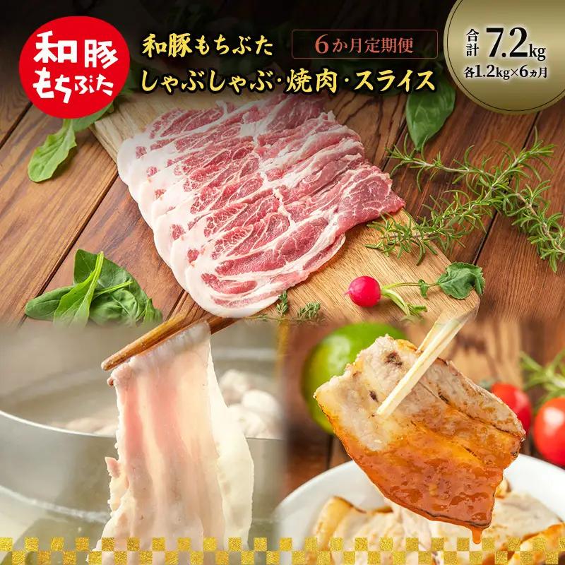 6ヵ月定期便 計7.2kg  豚肉【しゃぶしゃぶ 焼肉 スライス 和豚 もちぶた】