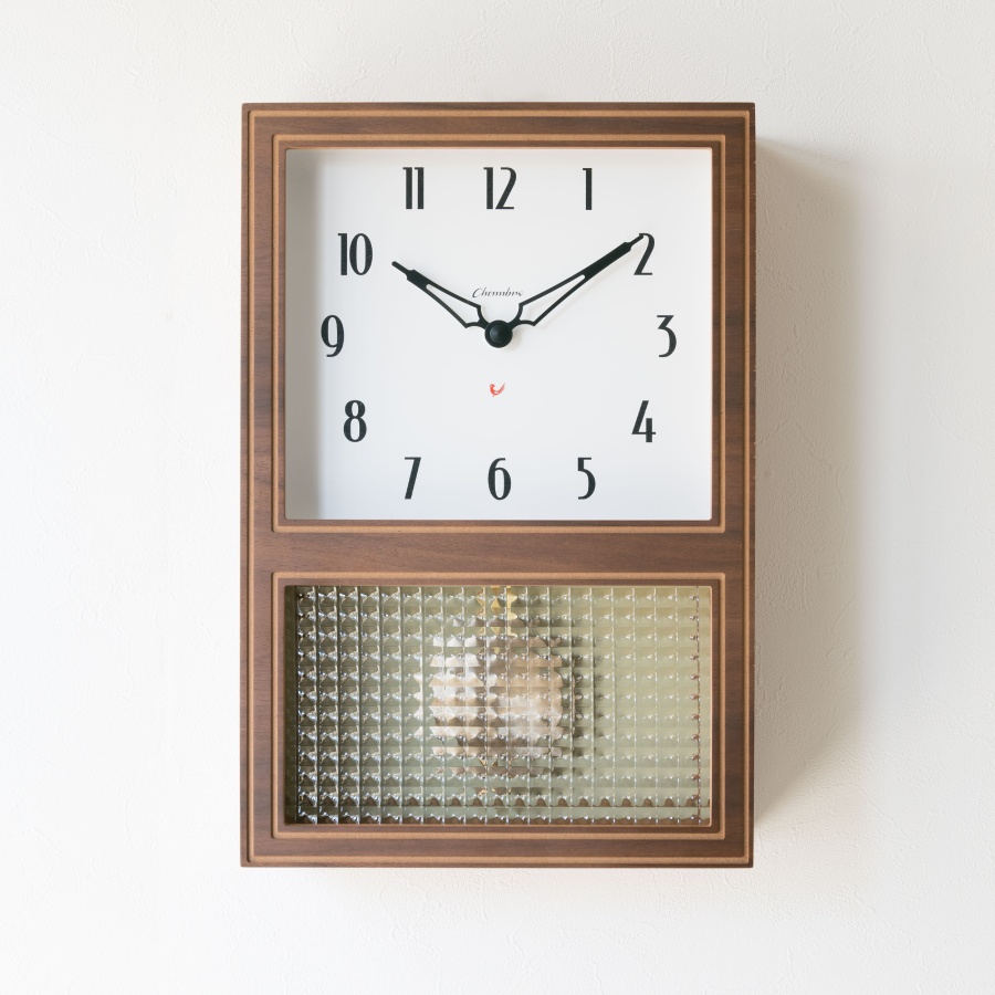 ＜Chambre＞GLASS PENDULUM CLOCK EL STYLE ウォルナット