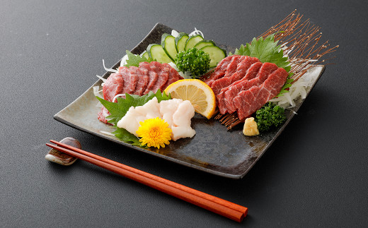 スライス馬刺しセット（上赤身90g、たてがみ10g） 合計100g 馬刺し 馬刺 馬 馬肉 お肉 肉 上赤身 たてがみ タテガミ 醤油付き セット 冷凍 熊本県 湯前町
