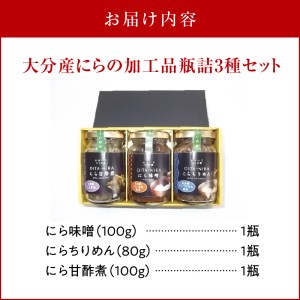 大分産ニラの加工品瓶詰　3種セット_K01028