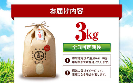 【全3回定期便】お米 ヒノヒカリ 3kg（3kg×1袋）米・食味鑑定士×お米ソムリエ×白米ソムリエ お米 おこめ 白米 ごはん 愛媛県産お米 大洲市/稲工房案山子[AGAV026]