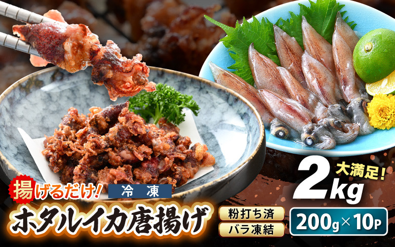 
            揚げるだけ ! ホタルイカ 唐揚げ たっぷり 計2kg（200g × 10P）粉打ち済 バラ凍結 冷凍 ほたるいか 全国トップクラスの漁獲量【いか イカ 烏賊 福井県 魚介 海鮮 惣菜 さかな フライ 揚げ物 おつまみ 酒の肴 お取り寄せ グルメ 宅飲み 小分け 日常使い たっぷり 満腹 】 [e15-b014]
          