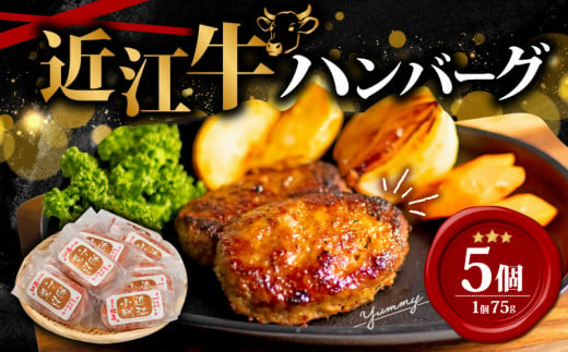 【数量限定】 近江牛 ハンバーグ 75g×5個 375g 冷凍 ギフト 肉 お取り寄せ 黒毛和牛 贈答用 ごはんのお供 三大和牛 近江小判 惣菜 ブランド おかず 贈り物 自宅用 滋賀県 竜王町 岡喜 ふるさと納税 神戸牛 松阪牛 に並ぶ 日本三大和牛