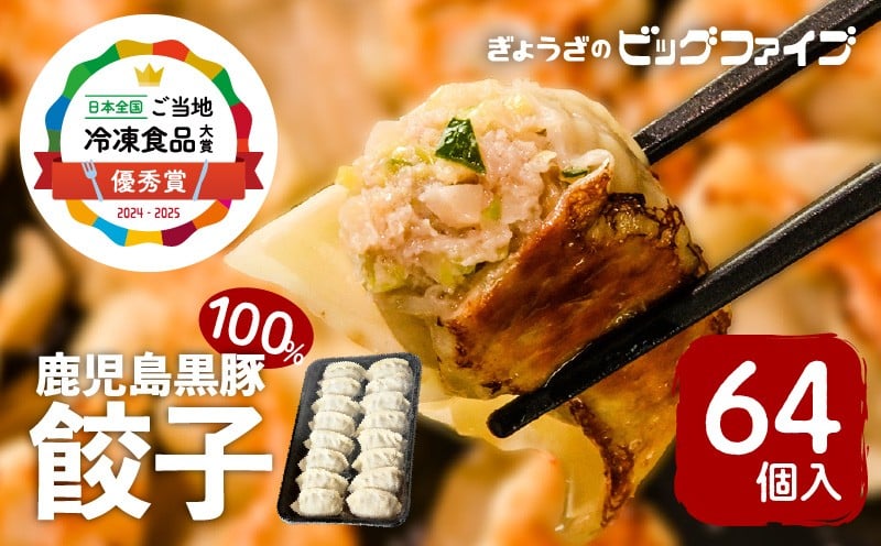 
鹿児島黒豚100％餃子　64個入り　K027-009
