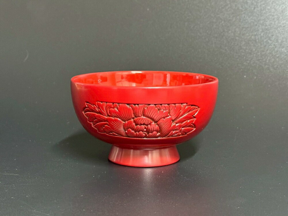 【ふるさと納税】村上木彫堆朱 汁椀（牡丹）　伝統工芸品 漆 漆器 漆塗り ギフト 贈り物 食事 お椀 おわん 村上市 新潟県 送料無料 1062012