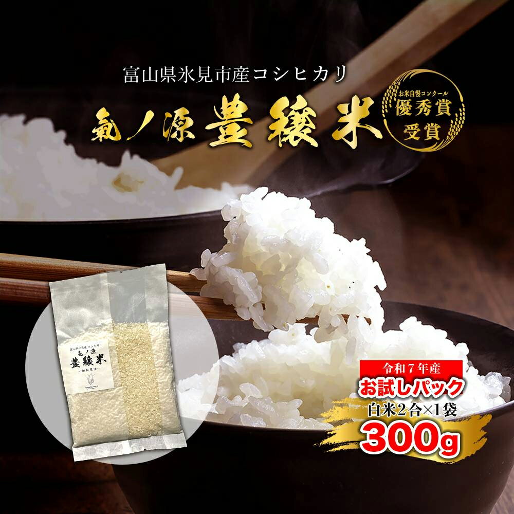 【ふるさと納税】＜ お試しサイズ ＞ 令和7年産 氷見産コシヒカリ 氣ノ源 豊穣米2合（ 白米 ） お米自慢コンクール優秀賞！ 精米 米 コシヒカリ 富山県産 富山県 氷見市