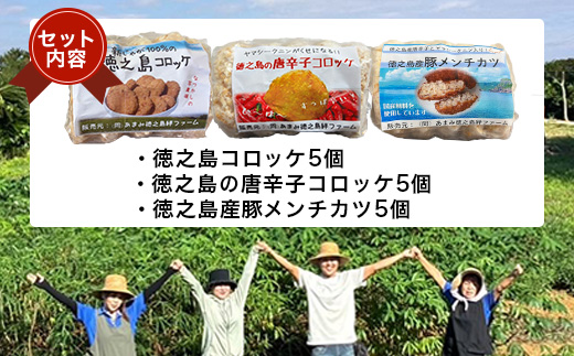 【先行予約2026年5月上旬〜発送 】徳之島コロッケ&唐辛子コロッケ・徳之島の豚 メンチカツ 各5個【配送不可地域：離島】【1427229】
