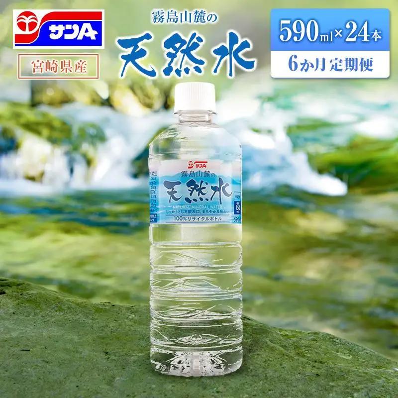 【定期便 6か月】 霧島山麓の天然水 590ml×24本入 6回 サンＡ ミネラルウォーター 飲料水 常温保存 宮崎