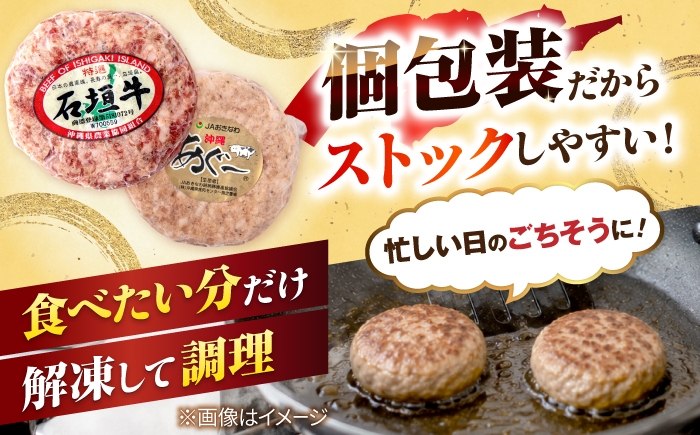 石垣牛・あぐー豚 ハンバーグ セット 4個 or 8個 個包装 沖縄県産 お肉屋本店 石垣牛 あぐー豚 100％ はんばーぐ