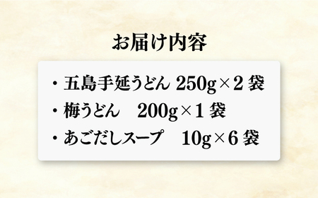 五島うどん2色セット（紅白）五島手延うどん250g×2、梅うどん200g×1 あごだしスープ10g×6【ますだ製麺】[RAM040]