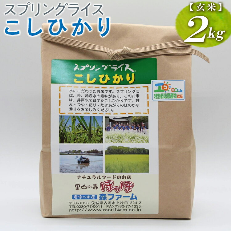 【ふるさと納税】【新米】スプリングライス こしひかり (玄米)2kg ｜米 コメ こめ ごはん ご飯 ゴハン 白飯 スプリング ライス コシヒカリ 水へのこだわり 地下水 2kg 贈答 玄米 ビタミン ミネラル 食物繊維 ギフト 贈答 贈り物 プレゼント 景品 ※2026年9月〜発送 _BI65
