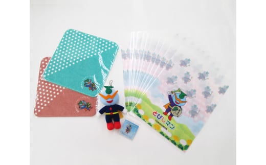 No.002 飛島村キャラクターとびしマングッズ詰め合わせ ／ ピンバッジ ミニタオル ぬいぐるみ クリアファイル ゆるキャラ 愛知県