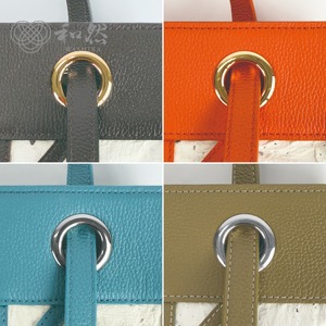 【和然WASHIKA】幾何学模様ショルダーバッグ 美濃の手漉き和紙× 本革 カラー：ダークブラウン