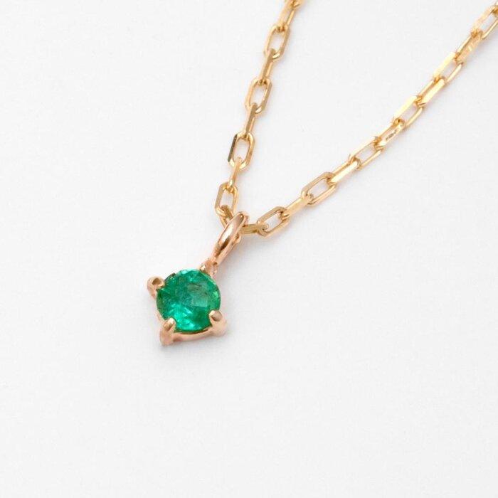 【ふるさと納税】K10イエローゴールド 天然石ネックレス【5月誕生石エメラルド】上品な華奢見えサイズ 長さ40cm　K10-05-05 / 金 ゴールド ジュエリー アクセサリー ギフト プレゼント レディース シンプル 定番