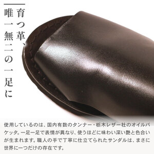 メンズ レザーサンダル 黒 Mサイズ 【サンダル】