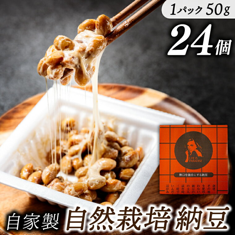 【ふるさと納税】自然栽培納豆 50g×24個 聖地 「金砂郷」 職人 仕込み 甘味 旨味 際立つ 鹿嶋 在来 大豆納豆 納豆 冷蔵 ご飯 お供 送料無料 おいしい 茨城県 なっとう 朝ごはん こども 大好き ねばり だいず 健康 自家製 手作り 大粒 自慢 味見 止まらない （KW-9）