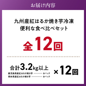 【個包装】九州産紅はるか焼き芋 便利な食べ比べセット合計3.2kg以上　12回定期便_個包装 九州産 紅はるか 焼き芋 便利 食べ比べ セット 合計 3.2kg 以上 回数 12回 鹿児島県 鹿屋産 