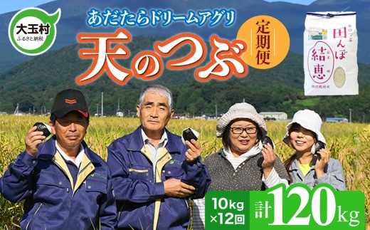 【 令和7年産 】【 おいしいお米コンクール 受賞米 あだたらドリームアグリ（株）】 天のつぶ 120kg ( 毎月10kg × 12回) 福島県 大玉村 てんのつぶ テンノツブ  定期便