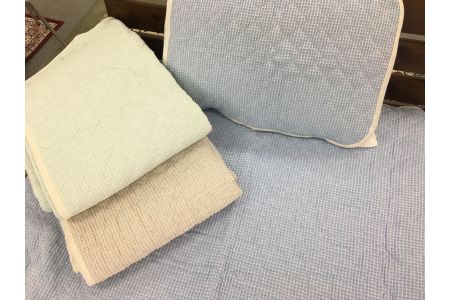 綿100%ワッフル敷パッド セミダブル グリーン [0503]