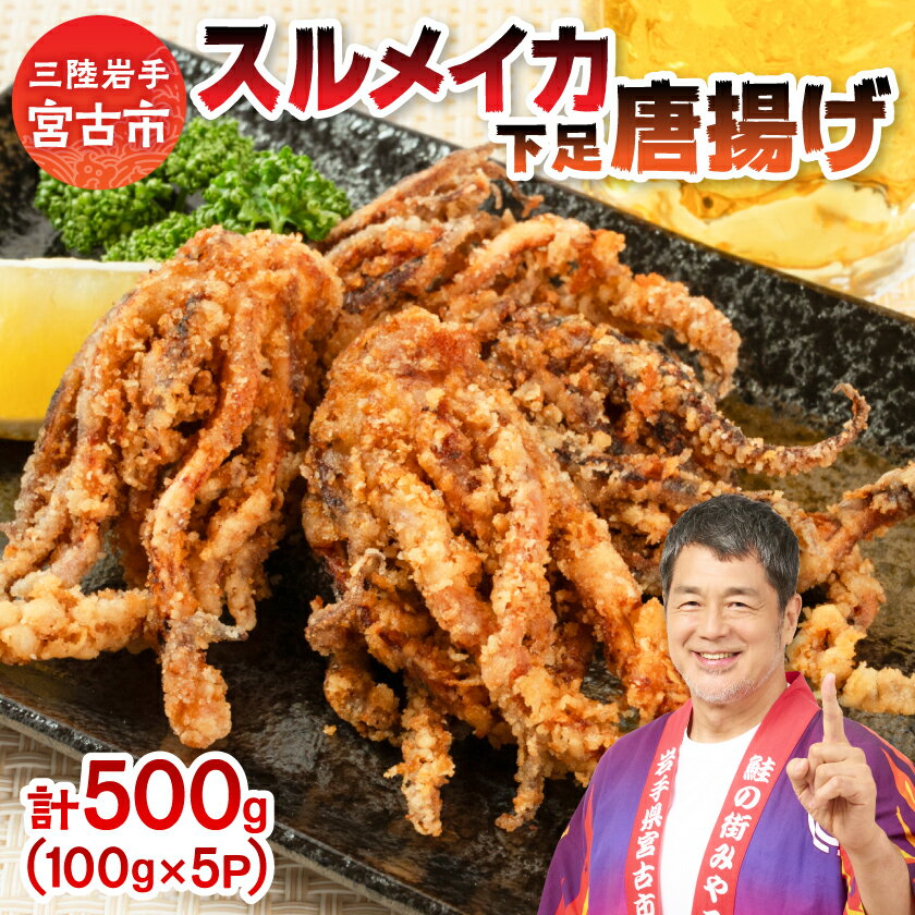 【ふるさと納税】スルメイカ下足唐揚げ宮古産100g×5パック(500g)【配送不可地域：離島】【1668733】