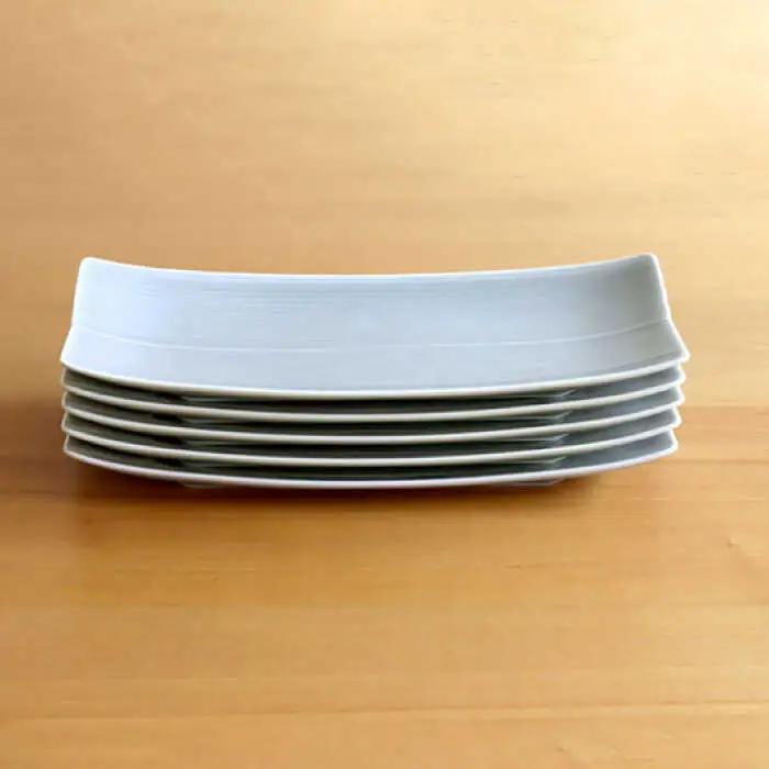 【白山陶器】【長方皿】長焼皿 グレイ 5枚セット[TA152]
