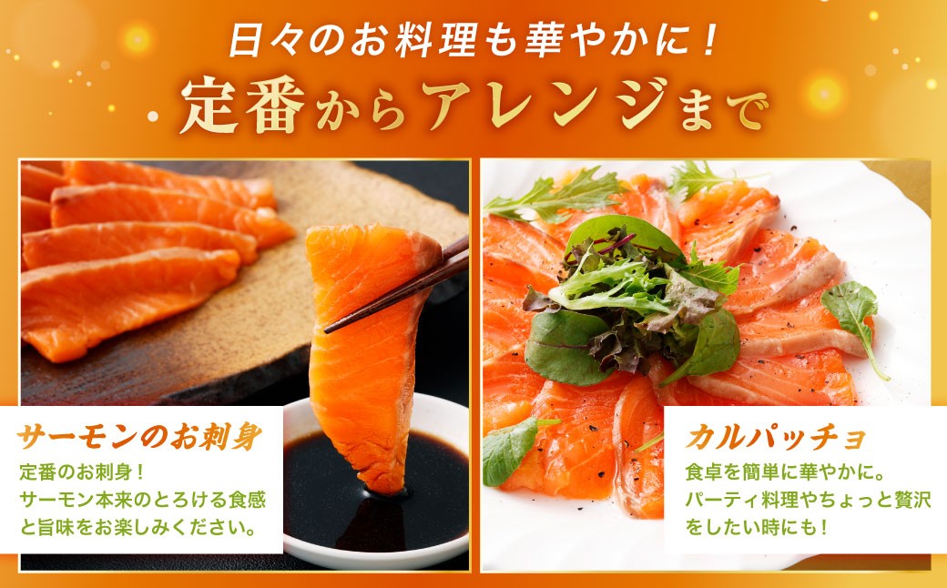 【6回定期便】 北海道産サーモン 計約4.8kg （約200g×4パック）×6回