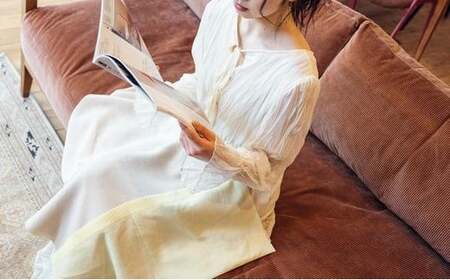 リバーシブル和紙ストール CLEMATIS 折り返しポケット イエロー