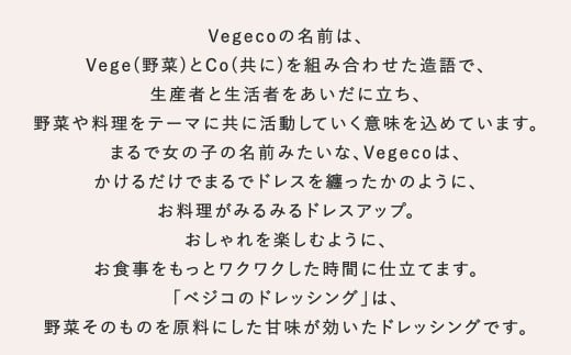 【5ヶ月定期便】 Vegecoの飲みたくなる生ドレッシング 全3本セット×5回 計15本 各180ml ドレッシング 生ドレッシング 野菜ドレッシング 調味料 無添加 冷蔵 福岡県 北九州市