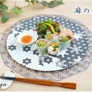錦黒麻の葉模様丸プレートと珍味入れと箸置きの5点セット 有田焼 富永陶磁器 A60-56_イメージ2