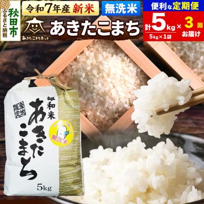 ふるさと納税 秋田市 新米受付《定期便3ヶ月》あきたこまち 清流米 5kg 【無洗米】|15_akn-dd0503ms