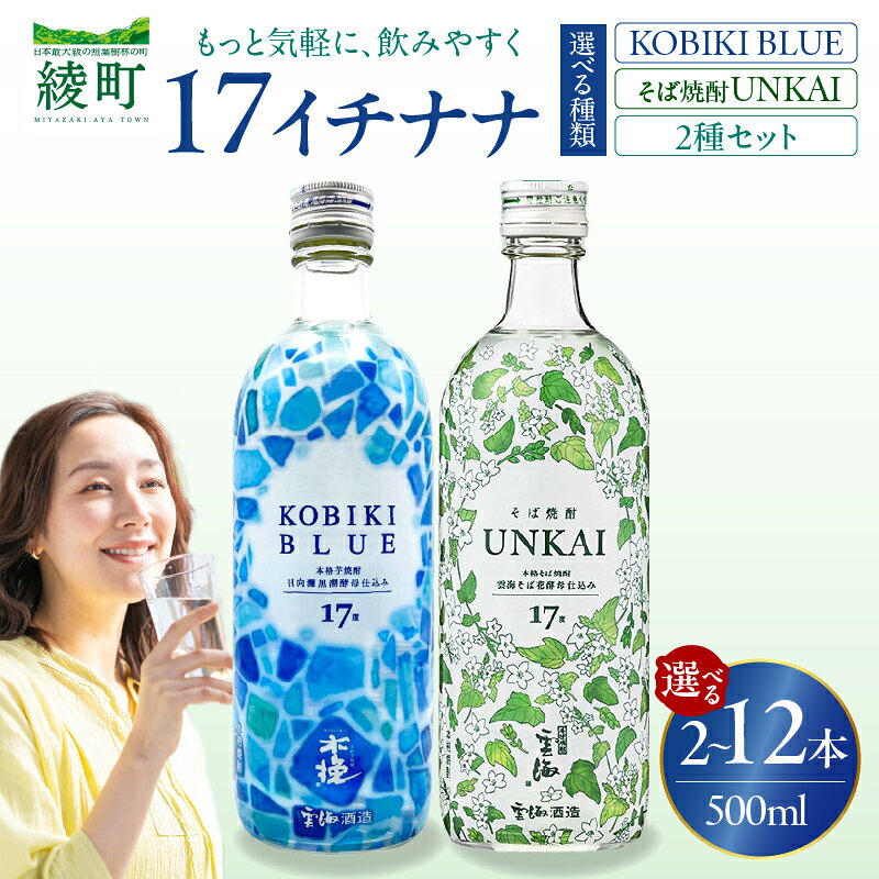 【ふるさと納税】【種類＆本数が選べる】もっと気軽に、飲みやすく。「イチナナ」 2～12本 500ml 17度 酒 アルコール 飲料 国産 飲み比べ そば焼酎 芋焼酎 木挽BLUE 酒造 ストレート ロック 炭酸割り 酎ハイ おすすめ プレゼント ギフト 贈り物 常温 宮崎県 綾町 送料無料
