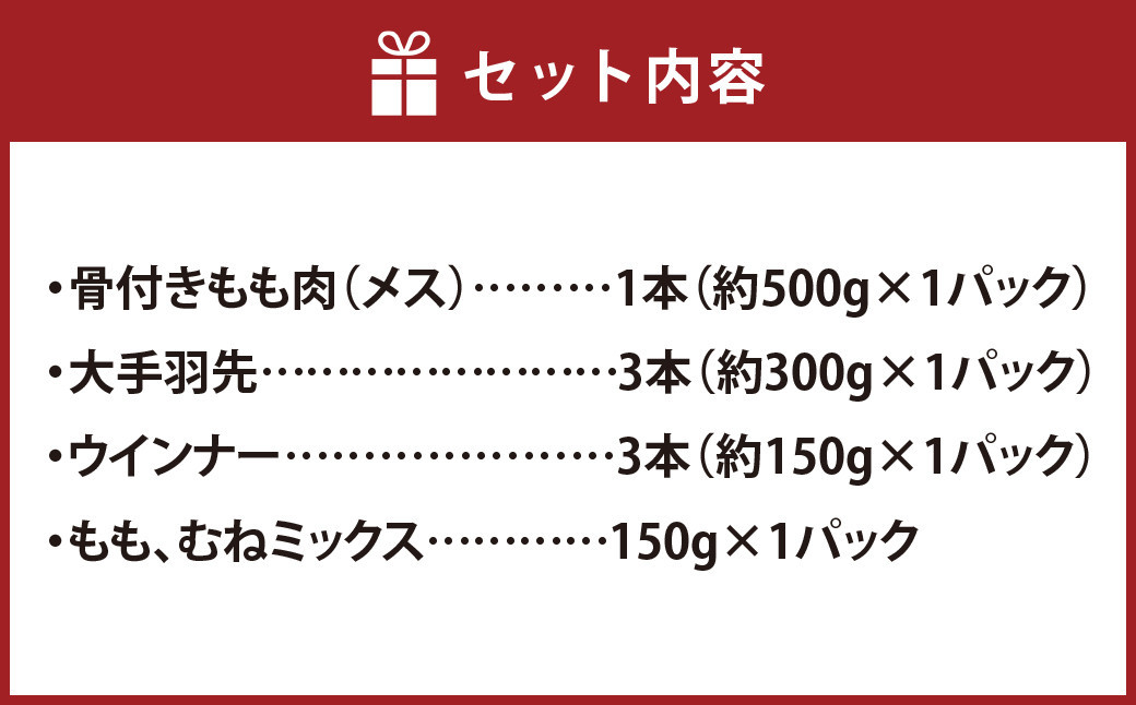 天草大王【アウトドアセット】幻の鶏 キャンプ BBQ 骨付き もも肉 500g!! 大手羽先 ソーセージ ブツ切りミックス