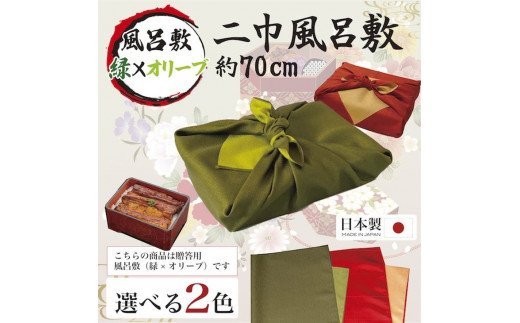 ふるさと納税 うなぎ 国産 小松園のうなぎ蒲焼き ふろしき付（１６０ｇ×２）【緑×オリーブ】_AT15