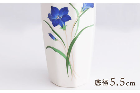 【美濃焼】 花瓶 花立 花柄八角 5寸 『ききょう』 【佐々木陶器】 インテリア 花器 [TAJ002]