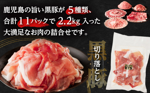 【5営業日以内に発送】鹿児島県産黒豚お徳用 5種詰合せ(2.2kg)　K134-010