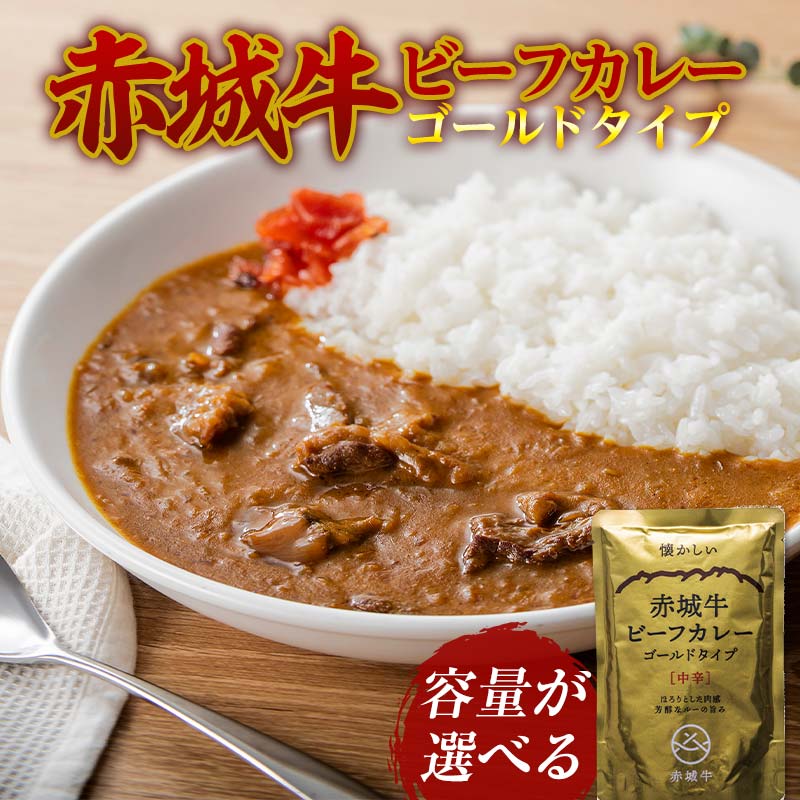 【ふるさと納税】赤城牛 ビーフカレー ゴールドタイプ 200g 容量が選べる カレー レトルト 牛肉 銘柄牛 赤城牛 長期保存 群馬 渋川市 F4H-0118var