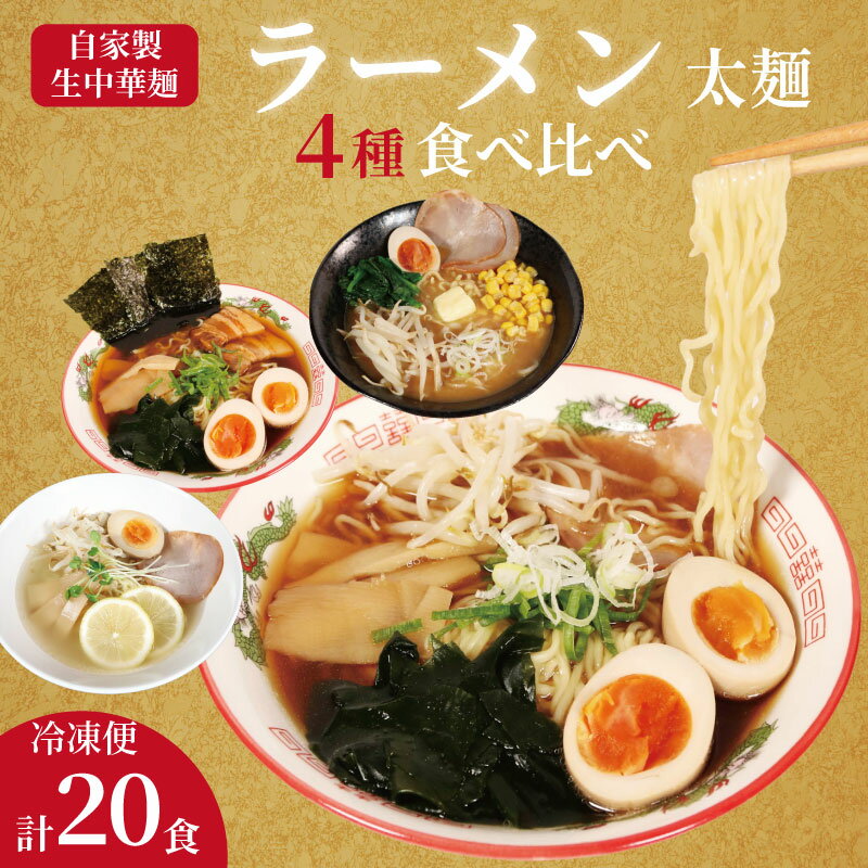 【ふるさと納税】 ラーメン 20食 セット 4種 味比べ 冷凍麺 生麺 太麺 自家製麺 中華麺 簡単調理 食べ比べ 味噌 醤油 正油 塩 しょうゆ しお みそ 個包装 中華そば 拉麺 らーめん スープ 冷凍 おすすめ 美味しい 人気 手軽 お取り寄せ 送料無料 千葉県 銚子市 登代発食品